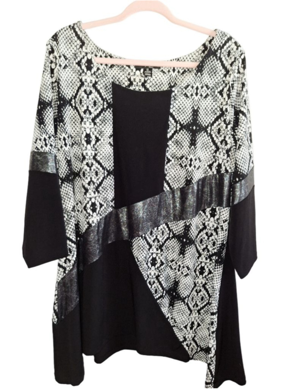 Style & Co. Black & White Snake Print Tunic Top 2X Y2K mob wife